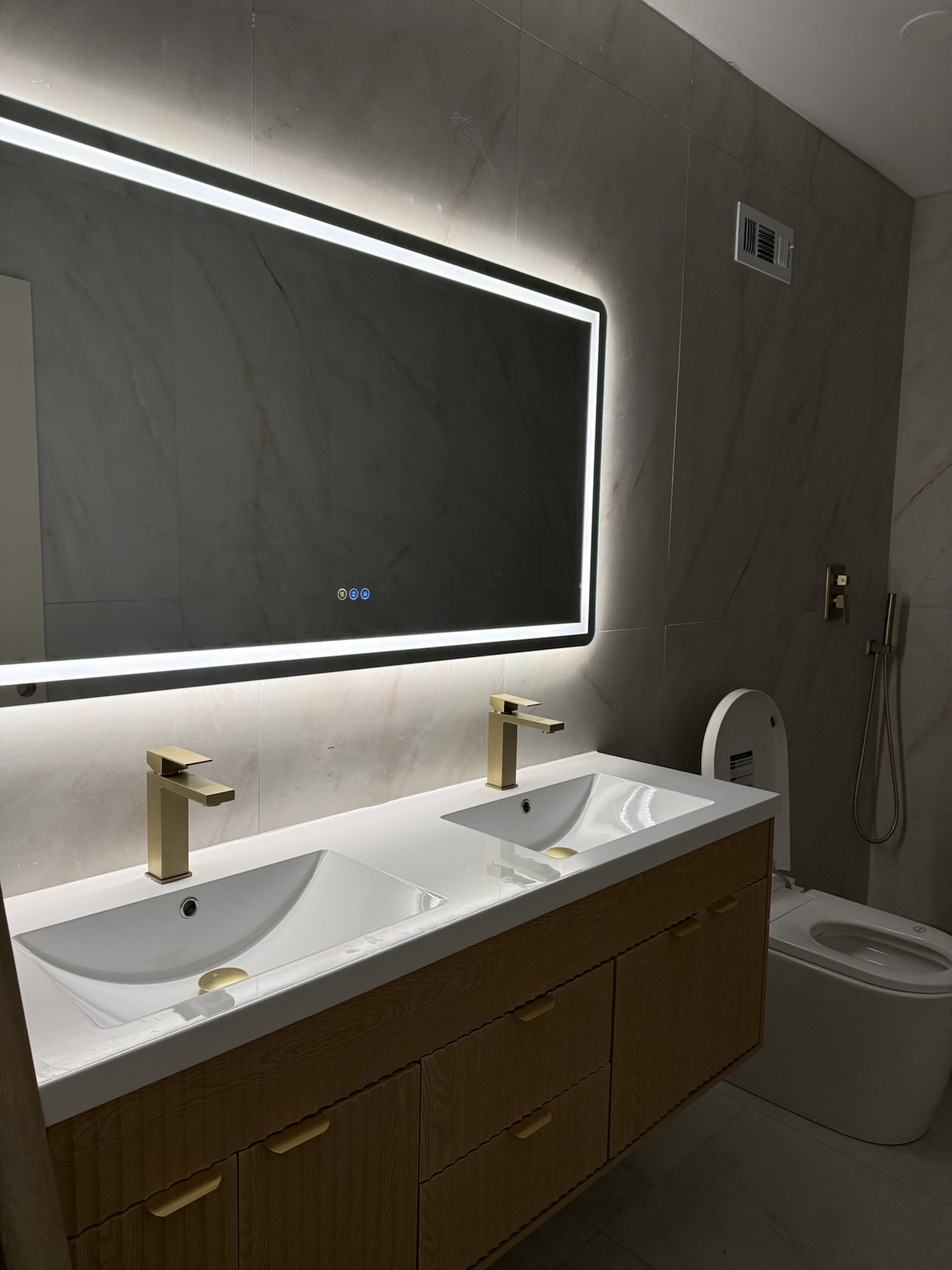 Walk-in shower — Modern Double-Vanity Retreat by Alpha Handyworks