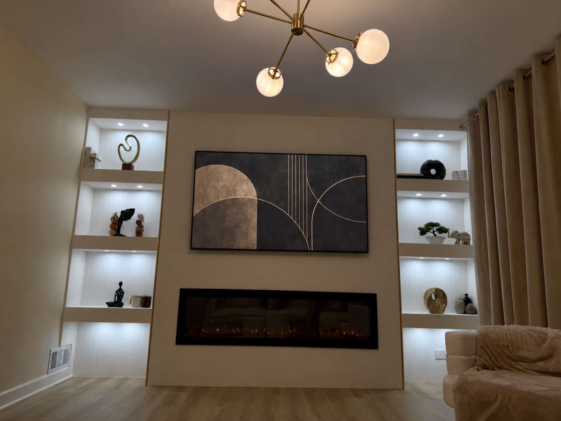 Clean lines, hidden function — Custom Media Wall by Alpha Handyworks