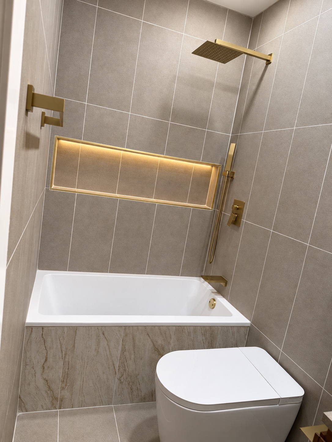 Smart comfort, warm detail — Tailored Powder Room by Alpha Handyworks